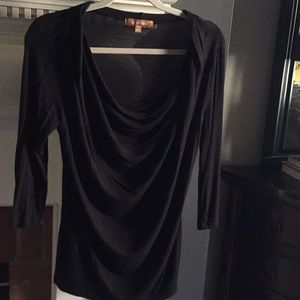 Ellen Tracy black draped neck top